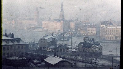 Gammal bild på Slussen i Stockholm.