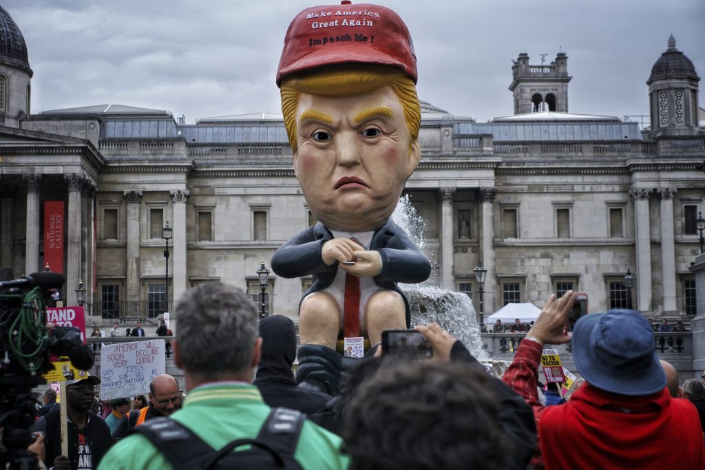 Bild på en karikatyr av USA:s förra president Donald Trump.